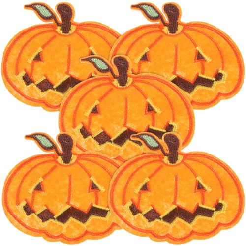 Operitacx 5 StüCk Herbst KüRbis AufnäHer Zum AufbüGeln Bestickte Diy Applikationen FüR Halloween Und Erntedankfest Perfekte Dekoration FüR Kleidung Und Accessoires