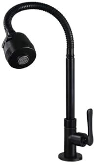 Robinetterie de Cuisine, Robinet d'eau froide simple mural de cuisine noir G1/2, lavabo d'évier rotatif, robinet en acier inoxydable, accessoires de salle de bains(Black D)