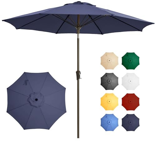 Ayge Sombrilla grande de 9 pies para patio al aire libre, azul marino