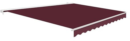 Primrose 3.5m x 2.5m Manual Awning Half Cassette DIY Patio Awning Gazebo Canopy (11ft 6) Complete with Fittings and Winder Handle (Burgundy)