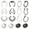 JENCVNL 16 Pièces Acier Anneau de Nez Faux Piercing Nez Argenté/Noir/Doré Percé Anneau de Nez Bijoux Acier Piercing Septum Boucle d'Oreille Aimantée Femme Homme (argenté+noir)