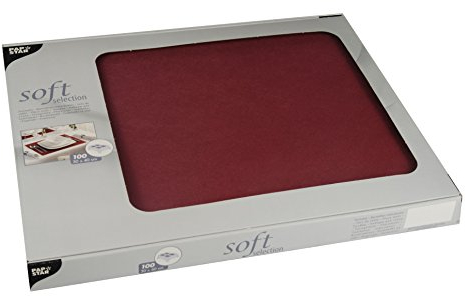 Papstar, 100 Tischsets, stoffähnlich, Vlies soft selection 30 cm x 40 cm bordeaux, #82322