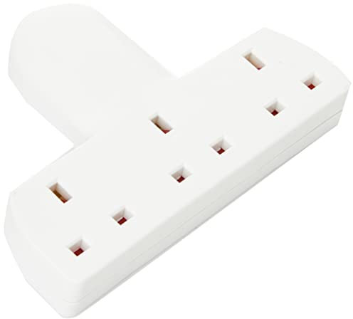 3 Way Triple Gang UK 3 Pin Multi-Socket Plug Extension Mains Adaptor British Approved 13A - White