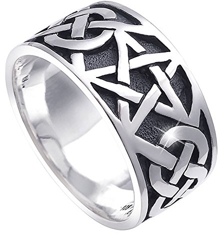 MATERIA Damen Herren Ring Pentagramm 925 Silber antik breit 7,2g keltisch #SR-112, Ringgrößen:54 (17.2 mm Ø)