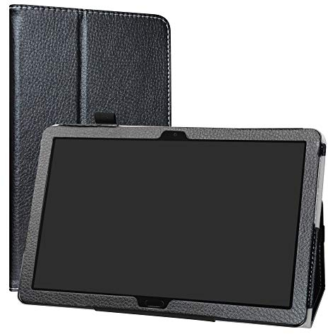 MediaPad M5 Lite hülle,LiuShan Folding PU Leder Tasche Hülle Case mit Ständer für 10.0 Huawei MediaPad M5 Lite 2018 Android Tablet PC,Schwarz