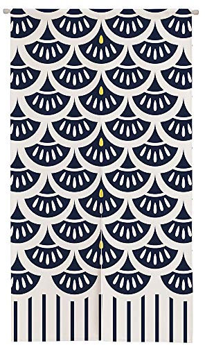 Ofat Home Japanischer Vorhang für Tür, Noren, Wandteppich, Wandbehang, Schlafzimmer, Küche, Badezimmer, Raumdekoration, Ginkgo-Blatt, schlicht, dunkelblau, 85,1 x 150 cm