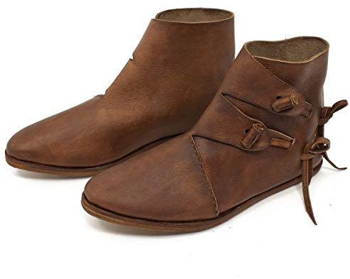 Vehi Mercatus Wikinger-Schuhe oder Mittelalter-Schuhe doppelt besohlt Dunkelbraun Gr. 38