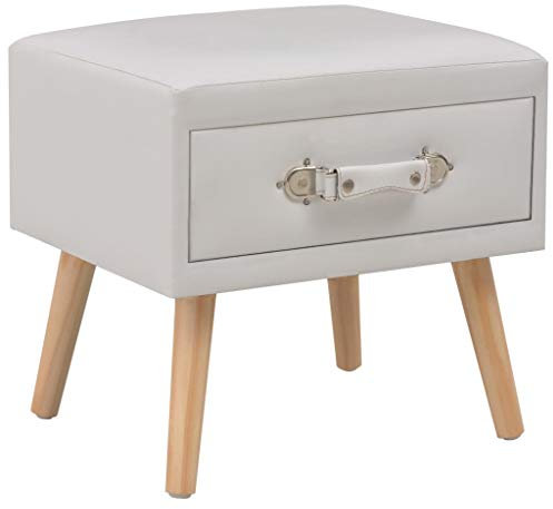 Festnight Nachttisch mit Schublade Nachtkommode Nachtschrank Beistelltisch Sofatisch Weiß 40 x 35 x 40 Kunstleder