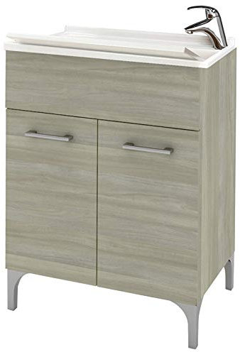 1 PZ Di LAVATOIO LEGNO IN KIT CM.60X50 ROVERE GRIGIO