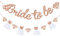 Pink Blume, „Bride to Be“ - Flagge in Roségold, Girlande mit Glitzerpartikeln, Braut, 3D-Wimpelkette und Girlanden mit Glitzerpartikeln, für Junggesellinnenabschiede, Partys, Dekorationen.