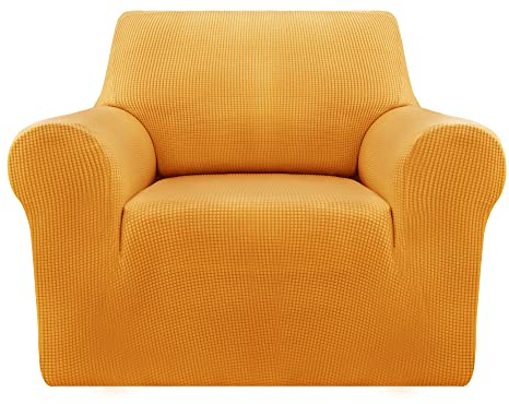 Deconovo Sofabezug Sofa Überzug Sofaüberwurf Sofa Cover Sesselbezug Sofahusse Sofa Abdeckung Super Elastisch Stretch Jacquard, 1-Sitzer(80-120cm), Gelb