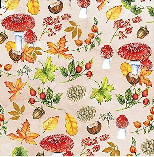 20 Servietten Herbst Bunte Blätter Pilze 33 x 33 cm