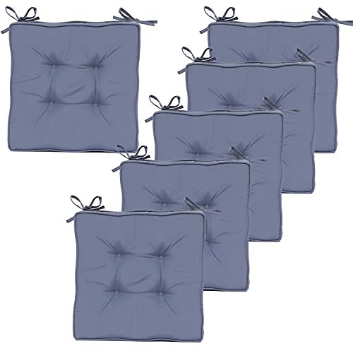 RACE LEAF Stuhlsitzkissen, 40×40×5 cm Stuhlkissen-Set, Gartenstuhlkissen für den Innen- und Außenbereich, geeignet für Wohnzimmer, Innenhöfe, etc. (quadratisches 6er-Pack, Hellgrau)