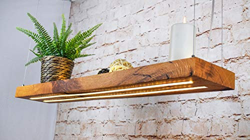 Denidro Lights - LED Hängelampe Tribus - Stufenlos dimmbare Esstischlampe aus Holz (Wildeiche) - 150 cm breit - Warmweißes Licht