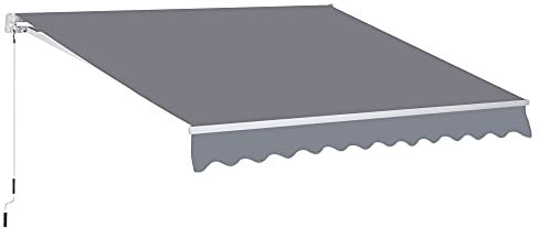 Outsunny 3 x 2.5m Garden Patio Manual Awning, Retractable Canopy Sun Shade Shelter with Fittings and Crank Handle, Grey