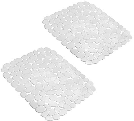 Yiter Spülbeckenmatte, verstellbar, PVC, transparent, Kieselsteine, für Edelstahl- oder Porzellanspüle, Abtropfmatte für Badezimmer, Küche, Waschbecken, Arbeitsplatte, 40,1 x 30,5 cm, 2 Stück