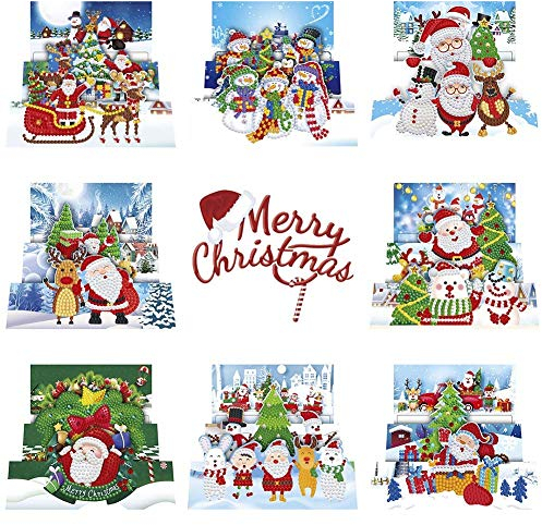 ycyingcheng Personalisierte Weihnachtskarten Urlaub Gruß Karten Kits,8pcs DIY Diamant-Grußkarte Speziell geformter Teilbohrer Weihnachtspostkarte für Liebeskarten Jubiläumskarten Geburtstagskarten