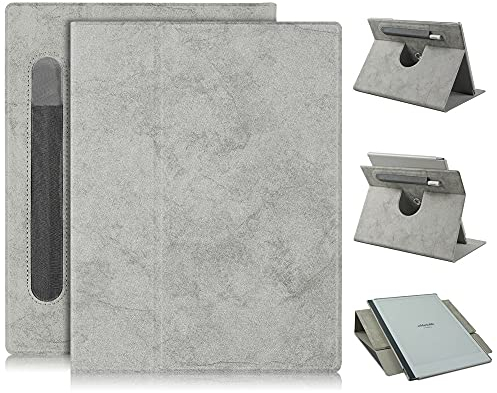 Xuanbeier Rotierende Hülle Kompatibel mit Remarkable 2 Paper Tablet Schutzhülle mit Stifthalter und Standfunktion,Grau