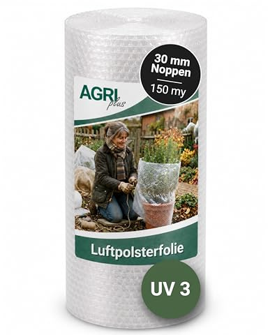 AGRIplus Luftpolsterfolie I 3,5 x 50 m I Stoßdämpfende, reißfeste & flexible Verpackungsfolie I 30 mm Noppen I 150 my Schutzfolie für Versand, Umzug, Lagerung & empfindliche Gegenstände