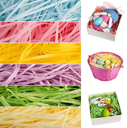 JOYIN 12oz (340g) Ostergras, 6 Farben, recycelbare Papierschnitzel für Osterkörbchenfüller, Ostereiersuche, Osterpartygeschenk, Ostergeschenkdekoration