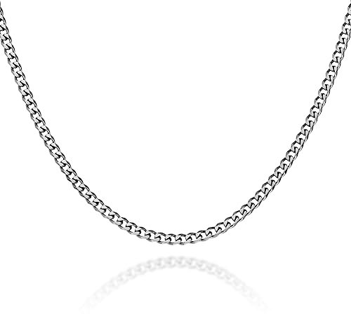 YIMERAIRE 3MM Stainless Steel Cuban Link Chain Necklace For Men Women 18k Gold Plated Silver Mens Chain, Birthday Gifts For Him Her- 18-30inches