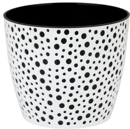 Home Garden Ornaments Plant Pots Indoor, Indoor Plant Pot - Vero Decorative Flower Pots with Basket and Insert, (Diameter: 17cm, Colour: White and Black)