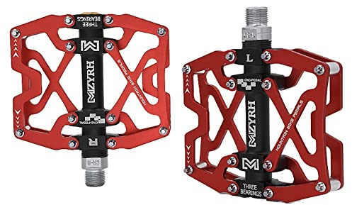 9/16 Zoll CNC Aluminiumlegierung Plattform Pedale Ultra-Light für MTB BMX Rennrad Trekking - Anti-Rutsch Mountainbike Fahrrad Pedale Y06 (Rot)