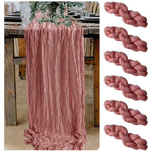 Lot de 6 chemins de table en étamine pour arche de mariage bohème, décoration de fête prénatale, fête d'anniversaire (6, rose poudré)