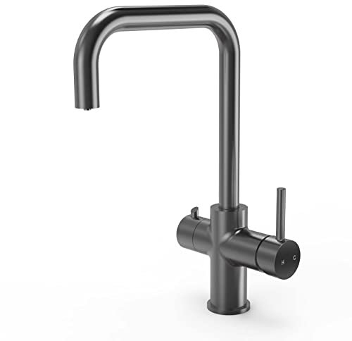 SIA HWT3GM 3-in-1 Instant Boiling Water Tap, True Boiling, Mains Hot & Cold, Kitchen Sink Mixer Tap with Boiler Tank & Filter, Gunmetal Grey
