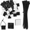 100 Pack Cable Ties Self Adhesive Cable Tie Base Holders with Multi-Purpose Sticky Pads(Black Nylon Zip Ties Length 150mm,Cable Tie Mount Width 18mm) for Home Office