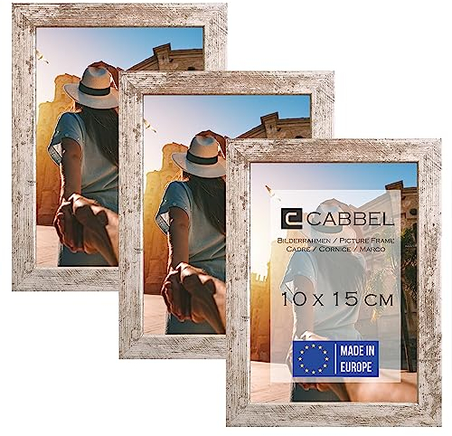 CABBEL Lot de 3 cadres photo 10x15 MDF cadre en bois avec verre acrylique incassable en bouleau