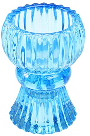 Double Ended Blue Glass Candle Holder