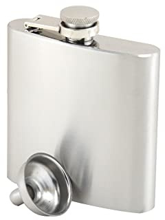 apollo THE HOUSEWARES BRAND SS Hip Flask 6oz with Funnel, Stainless Steel Insulated Drinks Bottle, Leakproof, Great Gift Idea for Stag Do, Hen Do, Wedding, Anniversary, Party, Silver