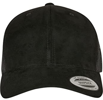 Flexfit Unisex Baseball Cap Suede Leather Trucker Cap Black one Size