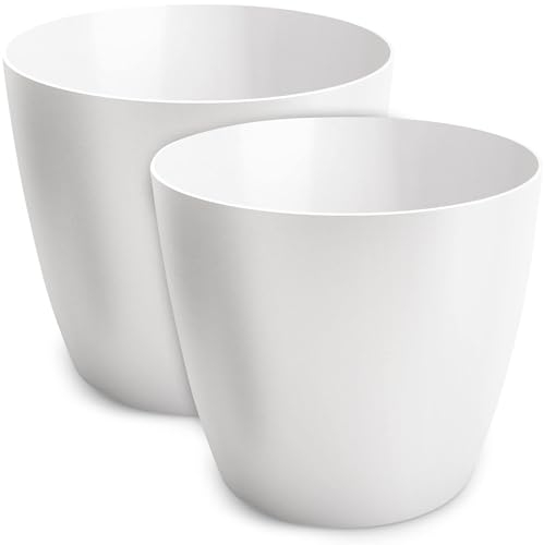 Pot de fleurs TULMERO mat, pot de fleurs en plastique, pot décoratif pour grandes et petites plantes, lot de 2 pots de fleurs, pots de fleurs, pots d'herbes aromatiques, (lot de 2) blanc, ø 18 cm