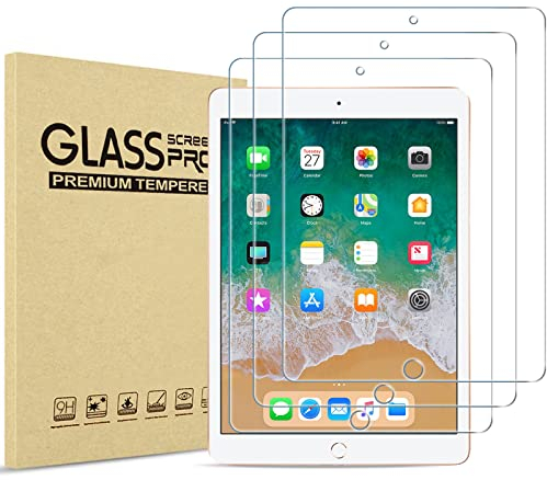 ProCase 3 Stück Schutzfolie für iPad 9,7 Zoll (6. / 5. Generation, 2018/2017) iPad Pro 9,7 / iPad Air 2 / iPad Air, 9H Gehärtetem Display Schutz Glas Screen Protector Folie -Klar