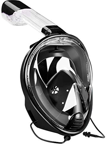 Schnorchelmaske, Vollgesichts-Tauchmaske mit Abnehmbarer Action-Kamera-Halterung, 180° Weitsicht, einfaches Atmen, trockenes Top-Design, Anti-Beschlag- und Anti-Leck-Schnorchel-Set (schwarz) Feito NA