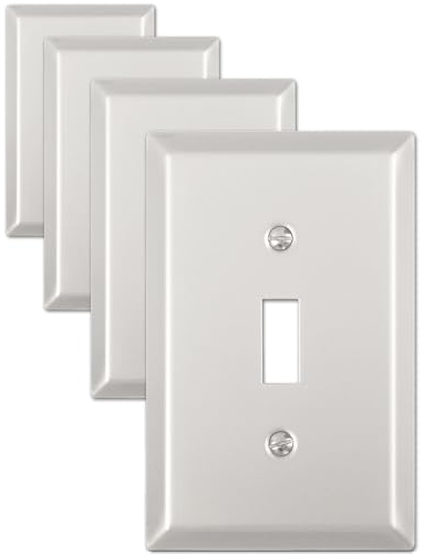 ZILLSEA 4-Pack Switch Plate Cover, Satin Nickel Decorative Light Switch Cover, Metal Wall Plates for Light Switches, Midsize