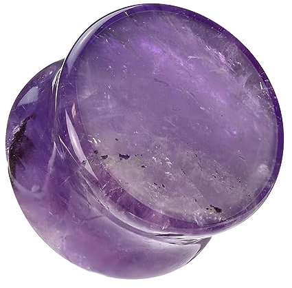 beyoutifulthings Ohr-Plug Amethyst Natur-Stein Lila Ohr-Piercing Ohr-Schmuck Tunnel Double Flare Sattel-Verschluss 16-mm