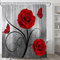 Rideau de douche motif gouttes de pluie rose rouge créatif rétro Saint-Valentin abstrait floral papillon sur gris romantique printemps mode moderne femmes filles tissu polyester ensemble de rideaux de