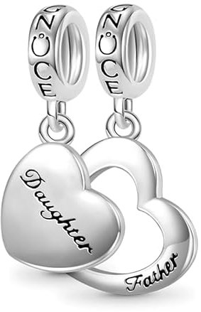GNOCE Familie & Freundschaft Charm Bead 925 Sterling Silber Dangle Charms Schmuck Geschenk Passend für Armband und Halskette (Vater & Tochter)