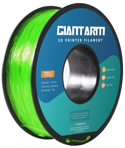 GIANTARM TPU Filament 1,75 mm für 3D-Drucker 1kg, Transparent Grün