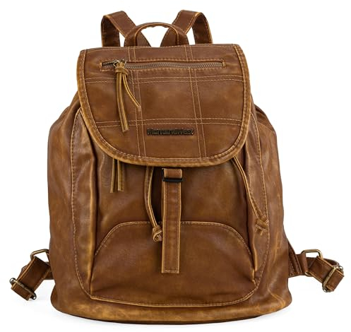 Montana West Rucksack für Damen, weiches gewaschenes Leder, lässig, Reisen, große Rucksäcke, Z Karamell, Medium, Reiserucksäcke