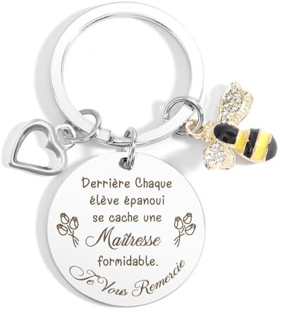 Xioabre Cadeau Maîtresse et Maître D'École Fin D'année Porte Clef - Merci