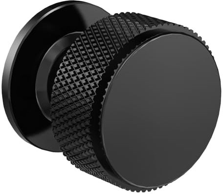 FURNIWARE Lot de 10 boutons de meubles, noir mat, moletés, poignées de cuisine, poignées de tiroir, poignées de porte de commode, boutons pour armoire