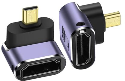 PNGKNYOCN Right Angle 8K Micro HDMI Adapter,2-Pack 90 Degree Down Bend Micro HDMI Male to HDMI 2.1 Female Bidirectional Connector Converter Support 8K@60Hz HDTV (Down Bend)