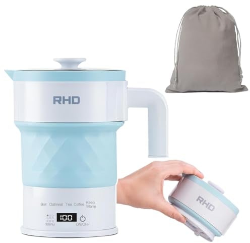 Bouilloire électrique portable pliable, petite bouilloire de camping de 0,7 l, mini bouilloire bouilloire bouilloire bouillante de 3 minutes, chauffage rapide 1200 W, chauffage intelligent