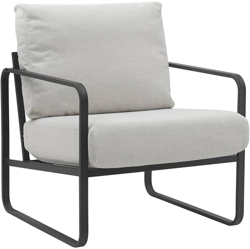 CLP Lounger Manea I Relaxsessel Kunstleder Oder Stoff Bezug I Mit Stabilem Metallgestell I Gepolsteter Clubsessel, Farbe:Creme, Material:Stoff
