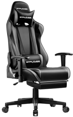 GTPLAYER Gaming Stuhl Bürostuhl Zocker Gamer Stuhl Ergonomischer Gaming Sessel mit einstellbare Armlehne und Fußstütze