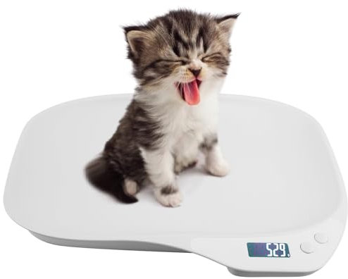 GBKDQQ Haustierwaage für Kleine Tiere, Kleine Tierwaage 15Kg (±1gram), Hundewaage mit 4 Wiegemodi (kg/oz/lb/ml), Katzenwaage für Kätzchen, Welpen, Hamster, kleine Vögel, Kaninchen